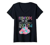 Mujer Las Chanclas Son Las Pantuflas de Cristal del Sur Camiseta Cuello V