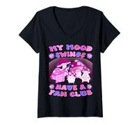 Mujer Las Chicas con Cambios de Humor Son Mejores Papilla - Arte Lindo de Hongos Camiseta Cuello V