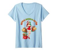 Mujer Las Compras navideñas lo vieron quería, lo tenía Camiseta Cuello V