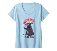 Mujer Las costras chupan - No me Gustan Las costras, Tampoco Scabby The Rat Camiseta Cuello V