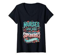 Mujer Las Enfermeras Son Solo superhéroes disfrazados Healthcare Hero 4 Camiseta Cuello V