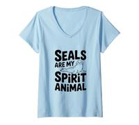 Mujer Las focas Son mi espíritu Animal Cool Seal Lover Camiseta Cuello V