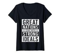 Mujer Las Grandes Naciones comienzan con Ideales sólidos Camiseta Cuello V