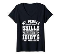 Mujer Las Habilidades de mi Gente Son Simplemente Buenas Gracioso Sarcástico Introvertido Camiseta Cuello V