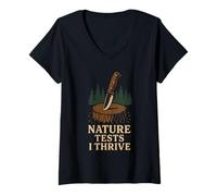 Mujer Las Habilidades de Supervivencia Bushcraft Wilderness Adapt Endure Camiseta Cuello V
