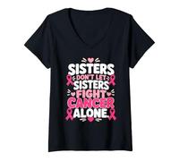 Mujer Las Hermanas no Dejan Que Las Hermanas luchen contra el cáncer Solas Cáncer de Mama Camiseta Cuello V