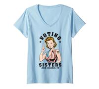 Mujer Las Hermanas Que votan lo Hacen, Divertida Bandera de EE. UU., votante Feminista Camiseta Cuello V