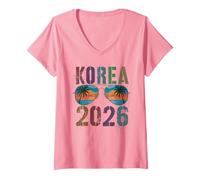 Mujer Las Lindas Vacaciones de Las Chicas de Corea 2026 Son Las Mejores Vacaciones de la Historia Camiseta Cuello V