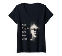 Mujer Las Luces Son Demasiado ruidosas Autismo Alternativa Grunge Angustiado Camiseta Cuello V
