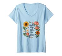 Mujer Las madres plantan semillas de amor que florecen para siempre Camiseta Cuello V