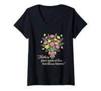 Mujer Las Madres plantan Semillas de Amor Que florecen para Siempre Camiseta Cuello V