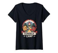 Mujer Las Mejores Amigas del Personal de Campamento anfitrión de Vintage Summer Camp 2026 Camiseta Cuello V