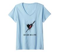 Mujer Las mejores citas divertidas que me dio una pluma Camiseta Cuello V