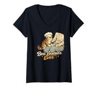Mujer Las Mejores Galletas de la Historia: Divertido Humor para Gatos Haciendo Galletas Camiseta Cuello V
