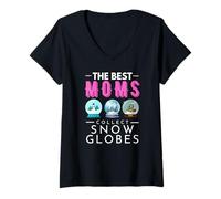 Mujer Las mejores mamás coleccionan globos de nieve coleccionistas Día de la Madre Camiseta Cuello V