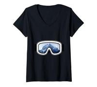 Mujer Las montañas están Llamando, Snowboard y esquí, Gafas de esquí Camiseta Cuello V
