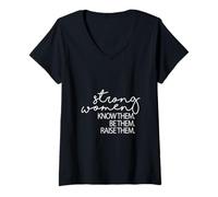 Mujer Las Mujeres Fuertes Saben Que Sean Ellas crían el día de la Madre Camiseta Cuello V