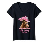 Mujer Las mujeres me hablan de Derby Funny Horse Racing Lover en el día del Derby Camiseta Cuello V