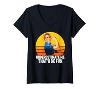 Mujer Las Mujeres me subestiman eso será Divertido, subestimándome Camiseta Cuello V