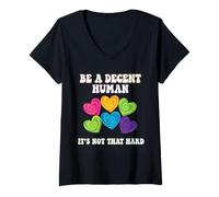 Mujer Las mujeres son un humano decente, no es tan difícil LGBT Camiseta Cuello V