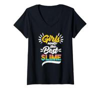 Mujer Las niñas Hacen la Mejor Reina del Limo, Bonita y Divertida artesanía Camiseta Cuello V