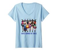 Mujer Las niñas van a ser brujas de Halloween, lindo escuadrón de brujas Camiseta Cuello V