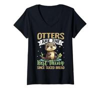 Mujer Las nutrias Son lo Mejor Desde el Pan rebanado Camiseta Cuello V