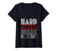 Mujer Las Palabras duras no rompen Huesos Camiseta Cuello V