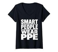 Mujer Las Personas Inteligentes Usan PPE Regalo de campaña de Cultura de Seguridad en el Lugar de Trabajo Camiseta Cuello V