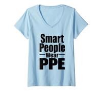 Mujer Las Personas Inteligentes Usan PPE Regalo de campaña de Cultura de Seguridad en el Lugar de Trabajo Camiseta Cuello V