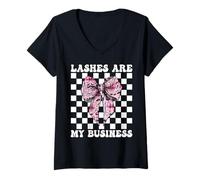 Mujer Las pestañas Son mi Negocio Lash Tech Técnico de pestañas Chica Mamá Camiseta Cuello V