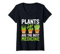 Mujer Las Plantas Son la Mejor Medicina Camiseta Cuello V