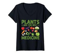 Mujer Las Plantas Son la Mejor Medicina Vegana Vegetariana a Base de Plantas Camiseta Cuello V