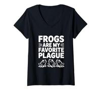 Mujer Las Ranas Son mi Plaga Favorita Humor Peculiar Anfibio Camiseta Cuello V