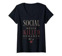 Mujer Las Redes sociales Antiguas Mataron el Humor de Las Citas románticas Camiseta Cuello V