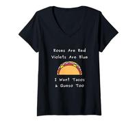 Mujer Las Rosas Son Rojas Violetas Azul Quiero Tacos Queso Cita Camiseta Cuello V