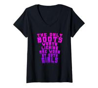 Mujer Las únicas botas que vale la pena lamer son usadas por chicas góticas Camiseta Cuello V