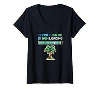Mujer Las Vacaciones de Verano Ahora están Cargando Educator Teacher Camiseta Cuello V