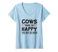 Mujer Las Vacas me Hacen Feliz, no Tan Divertida Vaca Camiseta Cuello V