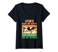 Mujer Las Vacas me Hacen Feliz no Tanto Camiseta Cuello V