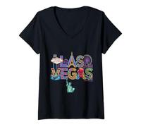 Mujer Las Vegas City Name Travel Souvenir - Regalo turístico Camiseta Cuello V