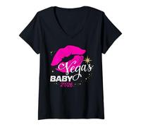 Mujer Las Vegas Girls Trip Vegas Baby 2026 Escuadrón de cumpleaños de Fin de Semana Camiseta Cuello V
