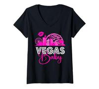 Mujer Las Vegas Girls Trip Vegas Baby 2026 Escuadrón de cumpleaños de Fin de Semana Camiseta Cuello V