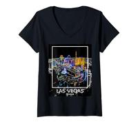 Mujer Las Vegas Nevada - City Summer Graphic - Bienvenido a LV Strip Camiseta Cuello V