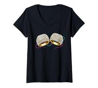 Mujer Las Vegas Streetwear Rings Badass Style 80s 90s Throwback Camiseta Cuello V