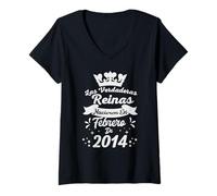 Mujer Las Verdaderas Reinas Nacieron en Febrero de 2014-12 Años Camiseta Cuello V