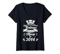 Mujer Las Verdaderas Reinas Nacieron en Febrero de 2014-12 Años Camiseta Cuello V