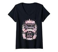 Mujer Las Verdaderas Reinas Nacieron en Julio de 2014-12 Años Camiseta Cuello V