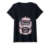 Mujer Las Verdaderas Reinas Nacieron en Junio de 2011-15 Años Camiseta Cuello V