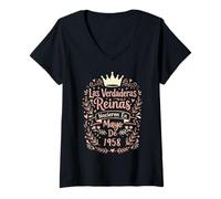Mujer Las Verdaderas Reinas Nacieron en Mayo de 1958-68 Años Camiseta Cuello V